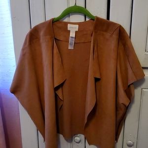 CHICO'S FAUX SUEDE DRAPE JACKET SIZE 2